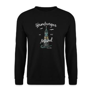 Hamburger Michel, Kirchturm, Germany - Unisex Sweatshirt - black - Front - Alina (178cm) & Michal (187cm)