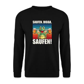 Bier Party Schildkröte Saufen Digga Spruch Motiv - Unisex Pullover - Schwarz - Vorne - Alina (178cm) & Michal (187cm)