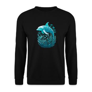 Dolphin - Unisex Sweatshirt - black - Front - Alina (178cm) & Michal (187cm)