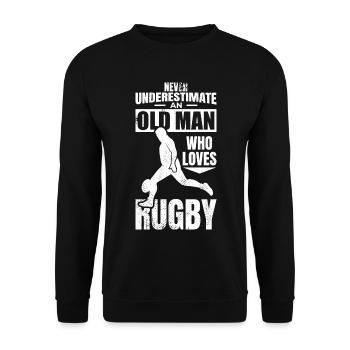 Großvater Rugbyspieler - Unisex Pullover - Schwarz - Vorne - Alina (178cm) & Michal (187cm)