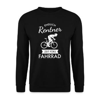Rentner Fahrrad Rente Pensionär Rad Spruch - Unisex Pullover - Schwarz - Vorne - Alina (178cm) & Michal (187cm)