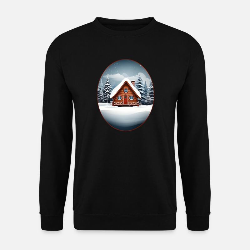 Holzhaus, Weihnachtshütte - Unisex Pullover - Schwarz
