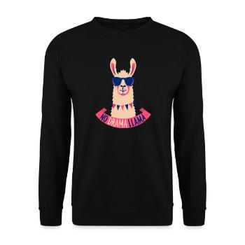 No Drama Llama with Sunglasses - Unisex Sweatshirt - black - Front - Alina (178cm) & Michal (187cm)