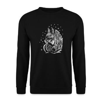 Eichhörnchen mit Sternen - Unisex Pullover - Schwarz - Vorne - Alina (178cm) & Michal (187cm)