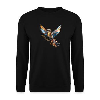 Cooler Vogel für Frieden - Unisex Pullover - Schwarz - Vorne - Alina (178cm) & Michal (187cm)