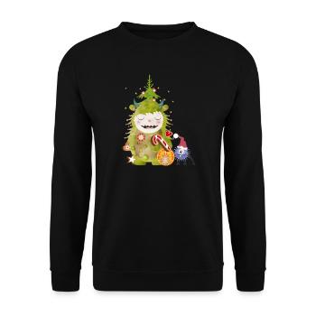 Un grand et un petit monstre célèbrent Noël - Sweat-shirt Unisexe - noir - Devant - Alina (178cm) & Michal (187cm)