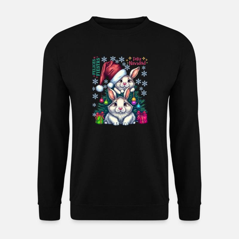 Festliche Osterhasen mit Weihnachtsmütze - Unisex Pullover - Schwarz
