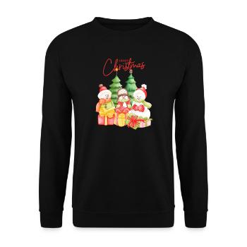 Festive Christmas Snowmen and Presents Design - Unisex Sweatshirt - black - Front - Alina (178cm) & Michal (187cm)