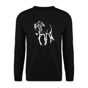 cheval blanc cheval blanc t-shirt cadeau cavalier - Sweat-shirt Unisexe - noir - Devant - Alina (178cm) & Michal (187cm)