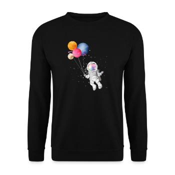 Astronaute avec des planètes colorées en guise de ballons - Sweat-shirt Unisexe - noir - Devant - Alina (178cm) & Michal (187cm)