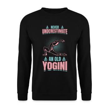 Yoga Großmutter - Unisex Pullover - Schwarz - Vorne - Alina (178cm) & Michal (187cm)