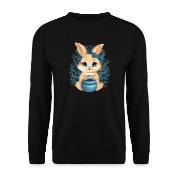 Cute bunny with flowers – Calm illustration - Unisex Sweatshirt - black - Front - Alina (178cm) & Michal (187cm)