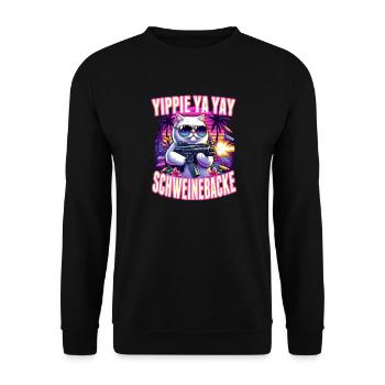 Cat Saying Funny Minigun Gamer GTA - Unisex Sweatshirt - black - Front - Alina (178cm) & Michal (187cm)