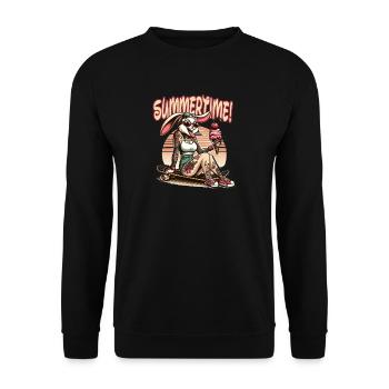 Summertime Bunny Tattoo Sneaker Glace Plage d’été - Sweat-shirt Unisexe - noir - Devant - Alina (178cm) & Michal (187cm)