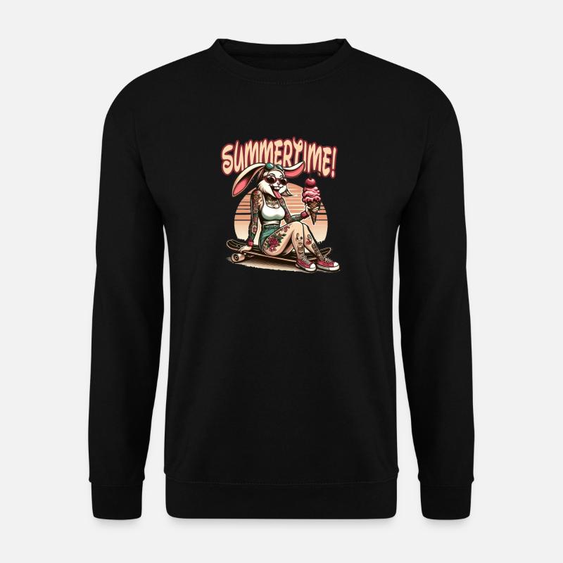 Summertime Bunny Tattoo Sneaker Ice Summer Beach - Unisex Sweatshirt - black