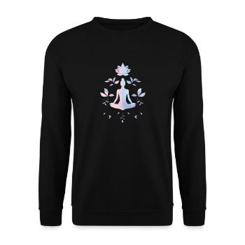 Meditation & Balance – Calm Lotus Illustration - Unisex Sweatshirt - black - Front - Alina (178cm) & Michal (187cm)