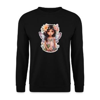 Little fairy with flowers - Unisex Sweatshirt - black - Front - Alina (178cm) & Michal (187cm)