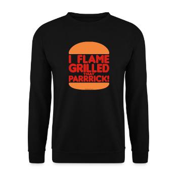 Neg's Urban Sports: I Flame Grilled That Parrrick! - Unisex Sweatshirt - black - Front - Alina (178cm) & Michal (187cm)