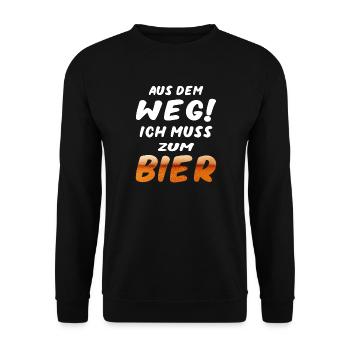 Aus dem Weg ich muss zum Bier Herrentag Design - Unisex Pullover - Schwarz - Vorne - Alina (178cm) & Michal (187cm)