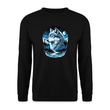 Wolf - Unisex Sweatshirt - black - Front - Alina (178cm) & Michal (187cm)