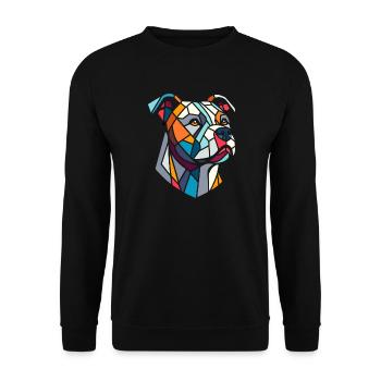 Staffordshire geometric bull terrier, staffy - Unisex Sweatshirt - black - Front - Alina (178cm) & Michal (187cm)
