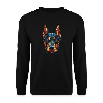 Doberman Dog Head Color Geometric Art - Unisex Sweatshirt - black - Front - Alina (178cm) & Michal (187cm)