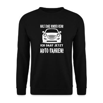 Holt Eure Kinder Rein Ich Darf Jetzt Auto Fahren - Unisex Pullover - Schwarz - Vorne - Alina (178cm) & Michal (187cm)