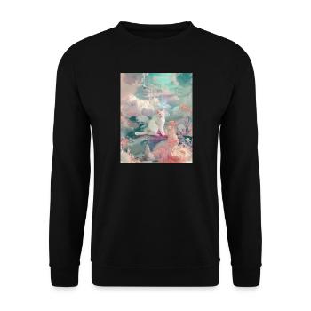 Chat pastel dans Dreamscape - Sweat-shirt Unisexe - noir - Devant - Alina (178cm) & Michal (187cm)