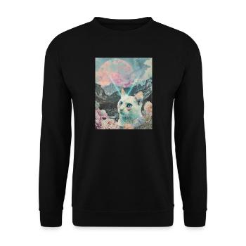 Chat comète entre les pics en fleurs - Sweat-shirt Unisexe - noir - Devant - Alina (178cm) & Michal (187cm)