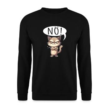 Coole Katze NÖ lustiger Spruch grummelig - Unisex Pullover - Schwarz - Vorne - Alina (178cm) & Michal (187cm)