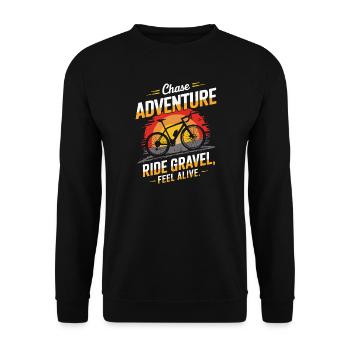 Grave: Jage Abenteuer, fahre Schotter, fühle dich lebendig - Unisex Pullover - Schwarz - Vorne - Alina (178cm) & Michal (187cm)