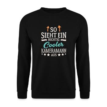 So sieht ein richtig cooler Kameramann aus - Unisex Pullover - Schwarz - Vorne - Alina (178cm) & Michal (187cm)
