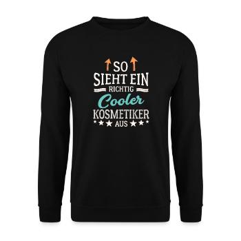 So sieht ein richtig cooler Kosmetiker aus - Unisex Pullover - Schwarz - Vorne - Alina (178cm) & Michal (187cm)