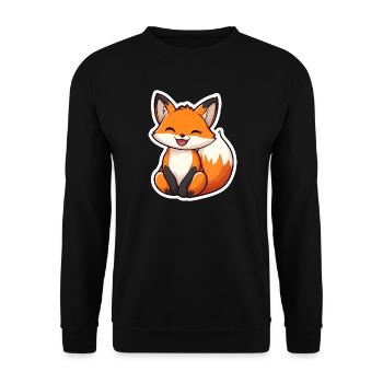Renard mignon et heureux dans le style dessin animé - Sweat-shirt Unisexe - noir - Devant - Alina (178cm) & Michal (187cm)