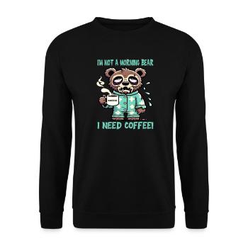 Zombie Bär mit Kaffee - Unisex Pullover - Schwarz - Vorne - Alina (178cm) & Michal (187cm)