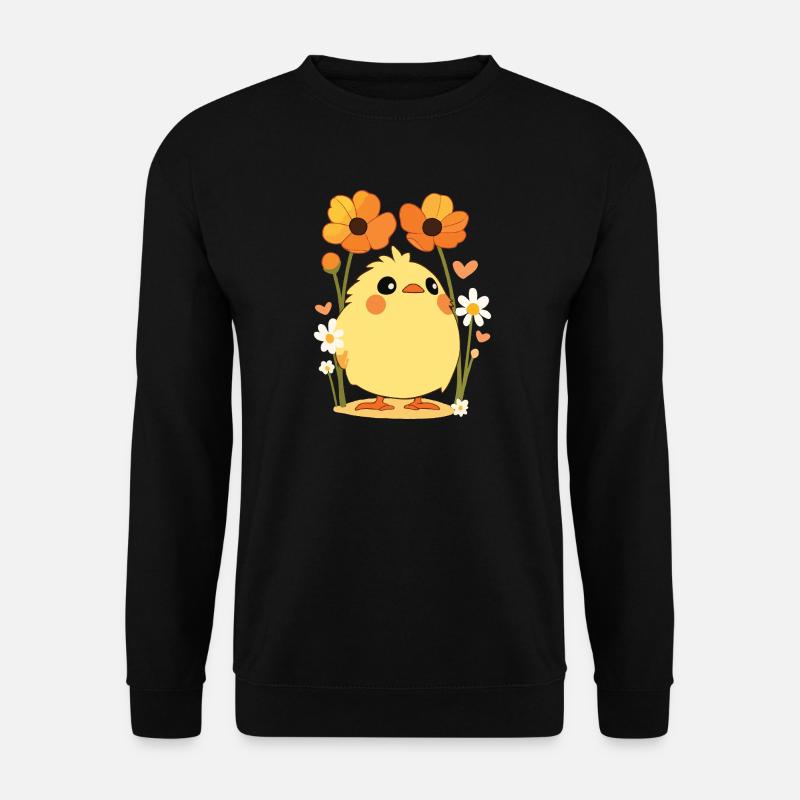 Chick, Spring, Flowers, Summer, Easter, Garden - Unisex Sweatshirt - black