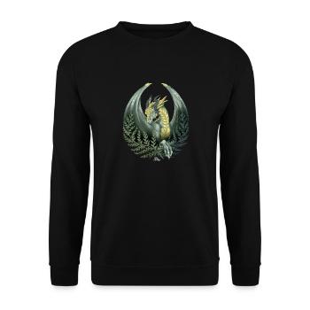 Green Dragon Surrounded by Fern - Unisex Sweatshirt - black - Front - Alina (178cm) & Michal (187cm)