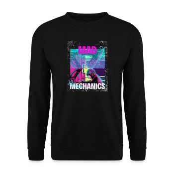 Mécaniques Folles – Art du garage du singe néon - Sweat-shirt Unisexe - noir - Devant - Alina (178cm) & Michal (187cm)