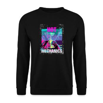 Hot Mechanics – Neon Monkey Garage Design - Unisex Sweatshirt - black - Front - Alina (178cm) & Michal (187cm)