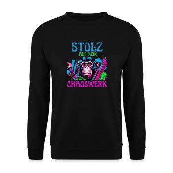 Fière de mon chaos – DIY Monkey - Sweat-shirt Unisexe - noir - Devant - Alina (178cm) & Michal (187cm)