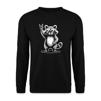 Waschbär Rock mit Sonnenbrille - Unisex Pullover - Schwarz - Vorne - Alina (178cm) & Michal (187cm)
