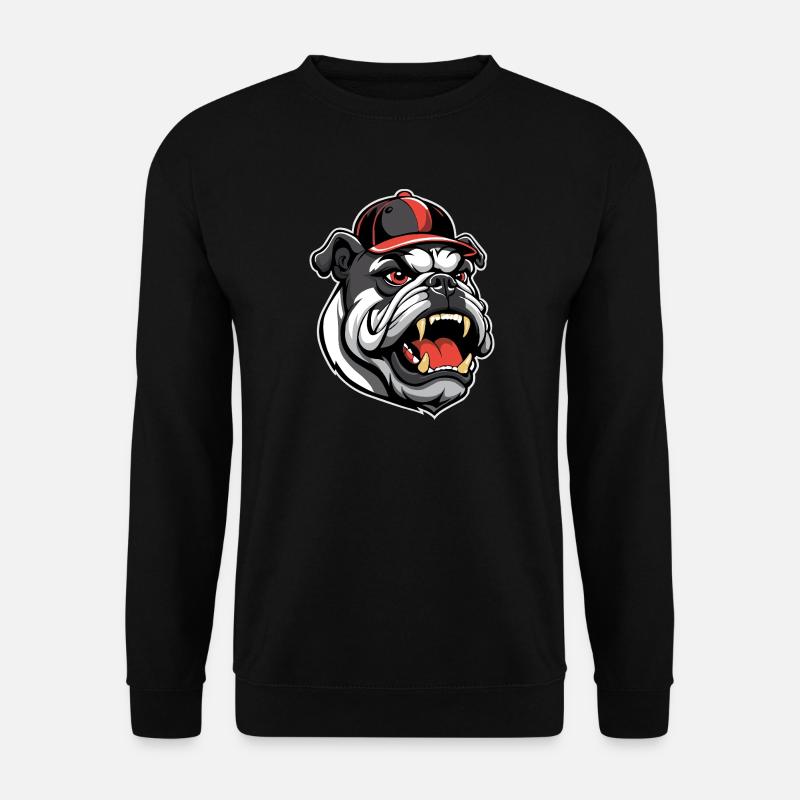 BULLDOGGE MIT BASEBALLKAPPE - Unisex Pullover - Schwarz