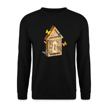 Wood look insect hotel with insects illustration - Unisex Sweatshirt - black - Front - Alina (178cm) & Michal (187cm)