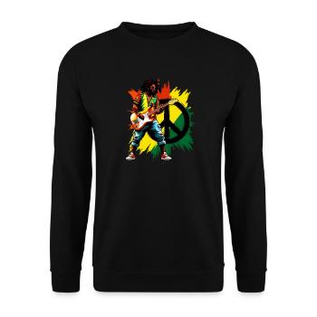 Reggae-Musik und Frieden - Unisex Pullover - Schwarz - Vorne - Alina (178cm) & Michal (187cm)