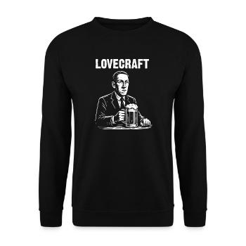 Lovecraft inspirierte Retro-Bierillustration - Unisex Pullover - Schwarz - Vorne - Alina (178cm) & Michal (187cm)