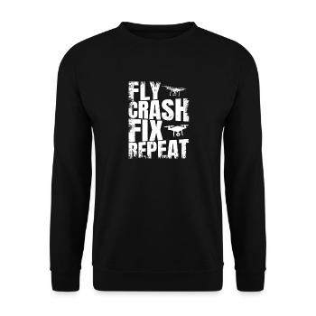 Fly_Crash_Fix_Repeat - Unisex Pullover - Schwarz - Vorne - Alina (178cm) & Michal (187cm)