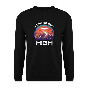 I like to get high Drohne Pilot - Unisex Pullover - Schwarz - Vorne - Alina (178cm) & Michal (187cm)