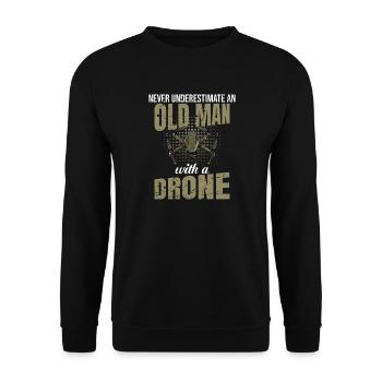 Vieil homme avec un drone Drone disant - Sweat-shirt Unisexe - noir - Devant - Alina (178cm) & Michal (187cm)