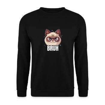Bruh Katze - Unisex Pullover - Schwarz - Vorne - Alina (178cm) & Michal (187cm)