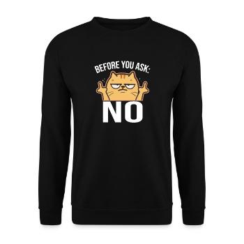 Avant de demander : Pas de majeur - Sweat-shirt Unisexe - noir - Devant - Alina (178cm) & Michal (187cm)
